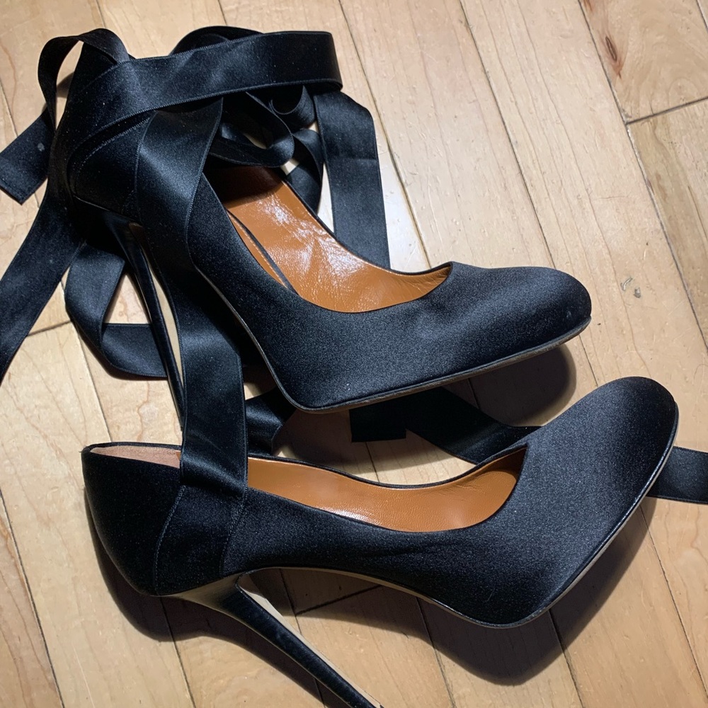 Black Satin Stilettos Made in Italy Size 38
